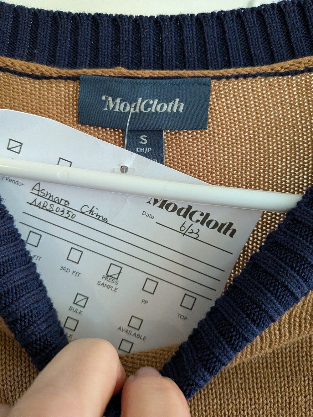 Modcloth Brown & Navy Owl Intarsia Crewneck Sweater Sample Size Small Oversized - Picture 4 of 5